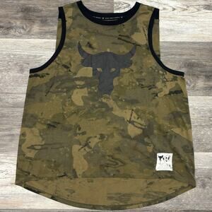 Under‎ Armour Project Rock Shirt  Brahma Bull Army Camo Womens L Loose Tank Top